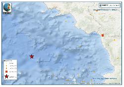 L'area del Mar Tirreno e delle coste campane e lucane interessate dai due eventi di magnitudo 